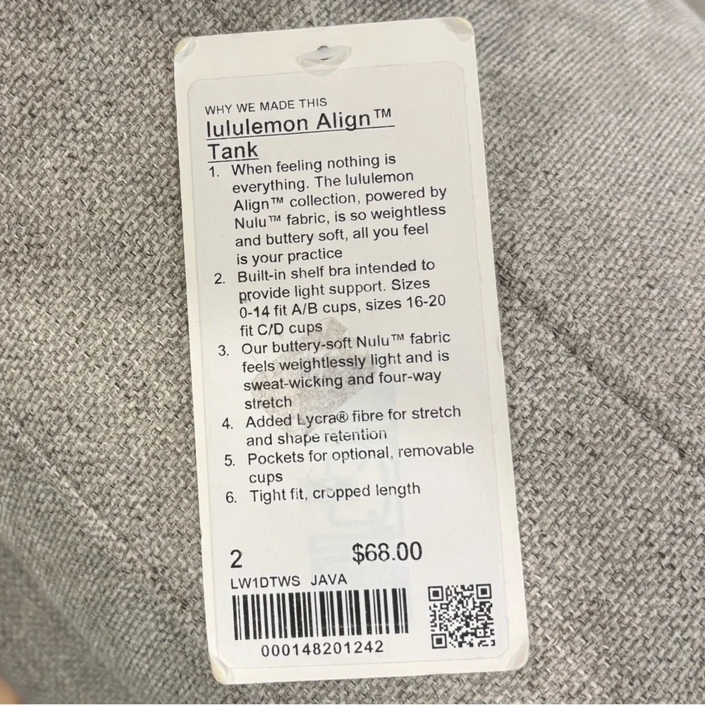 New Lululemon Align Tank Top In Java Size 2